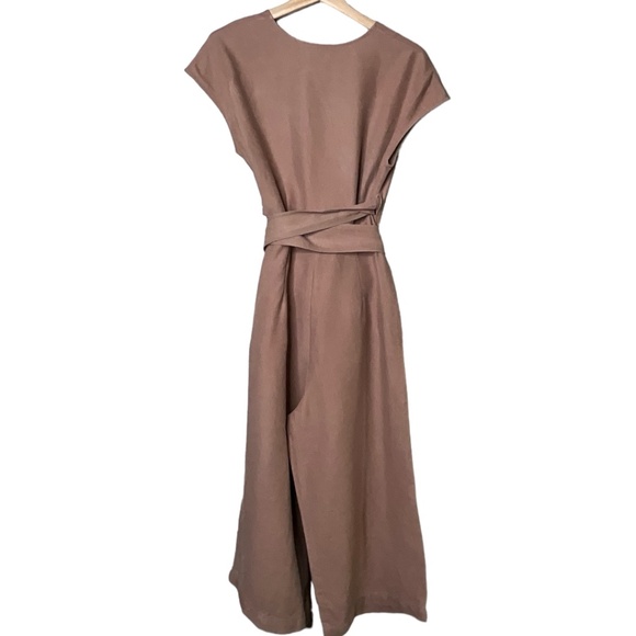 ARITZIA Wilfred Linen / Lyocell Blend BRAX Jumpsuit in Nutmeg Influencer Fav 2 - Picture 4 of 8